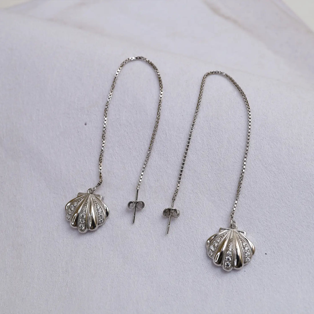 Elegant Shell Drop Pure Silver Earrings - Made With Pure 925 Silver