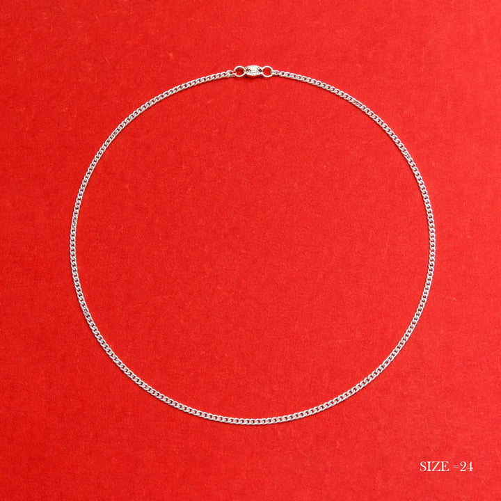 Golden Gleam Silver Flat Chain - Made With Pure 925 Silver