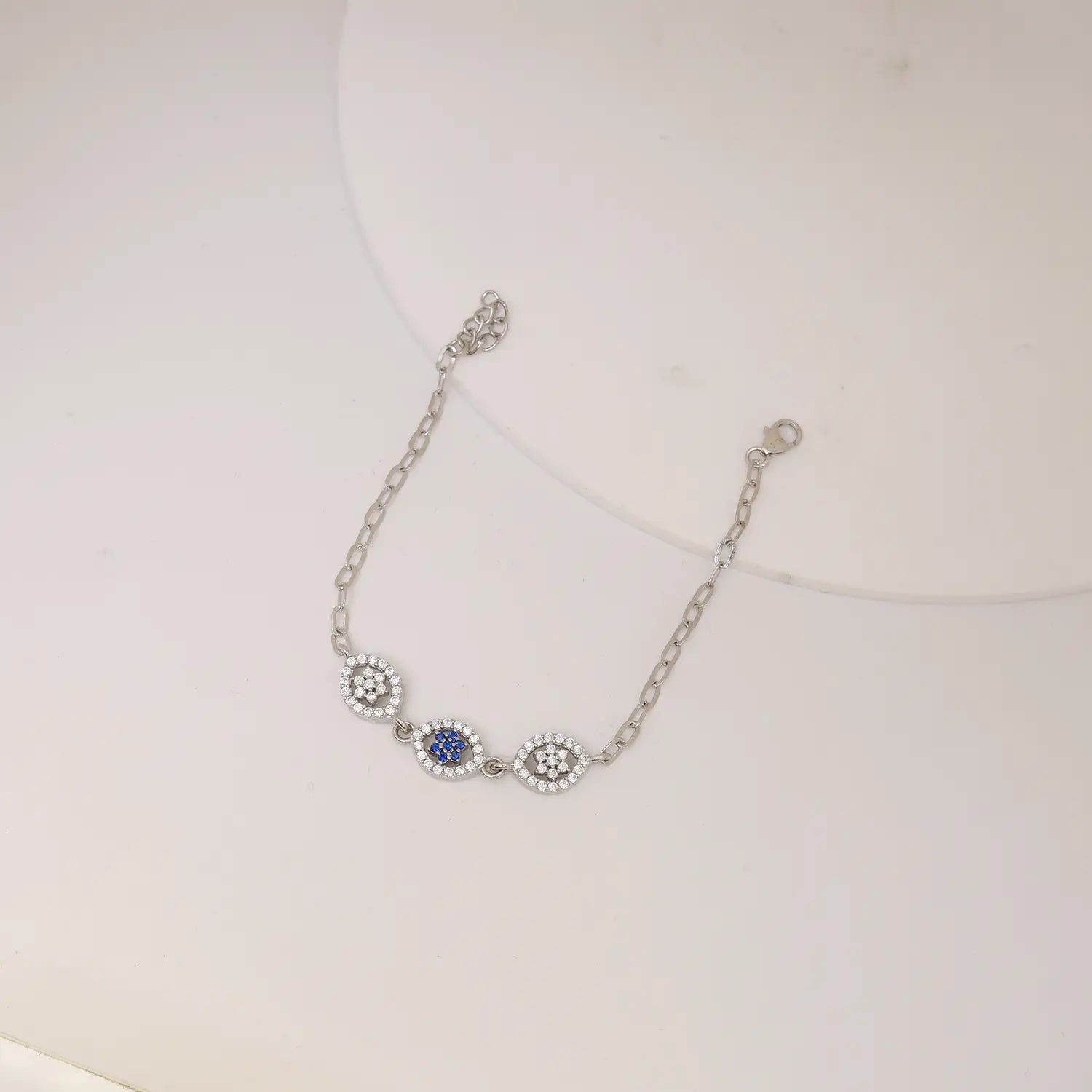 Elegant Evil Eye CZ Pure Silver Bracelet - Made With Pure 925 Silver