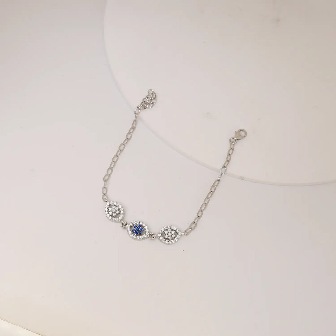 Elegant Evil Eye CZ Pure Silver Bracelet - Made With Pure 925 Silver