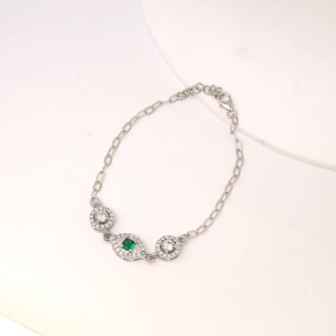 Elegant Emerald Drop CZ Pure Silver Bracelet - Made With Pure 925 Silver