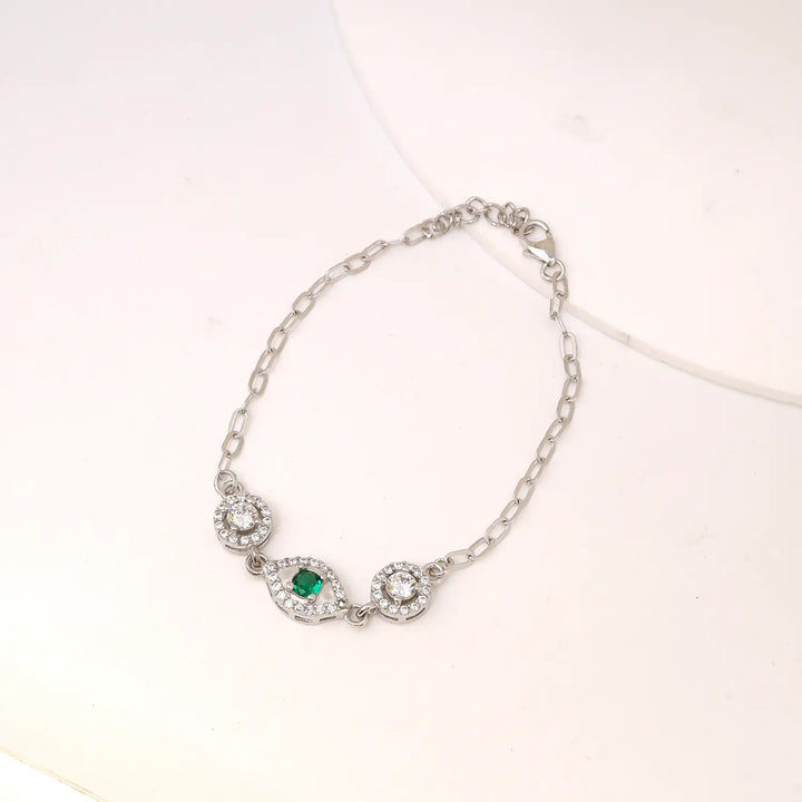 Elegant Emerald Drop CZ Pure Silver Bracelet - Made With Pure 925 Silver
