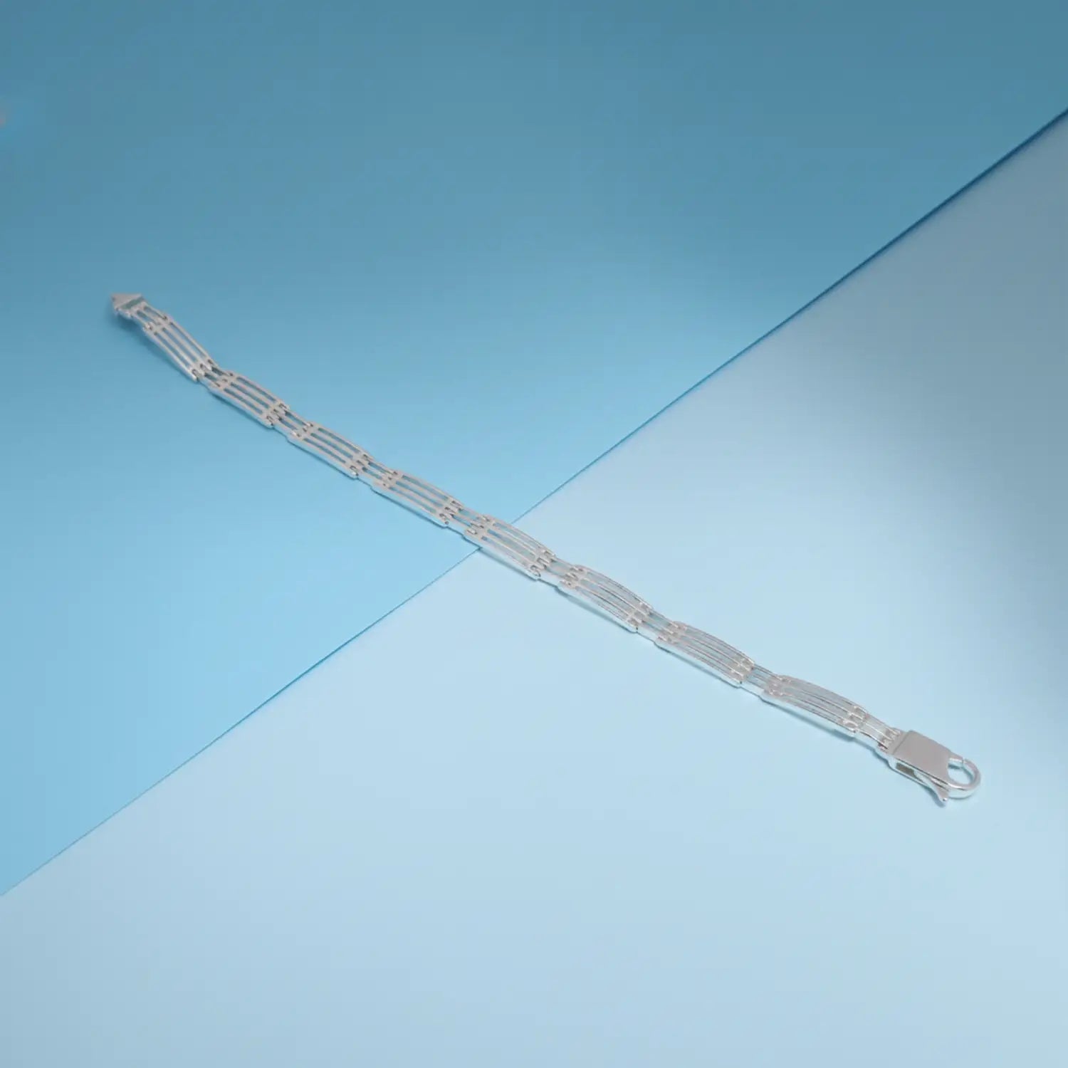 Classic Multi-Line Pure Silver Bracelet - Made With Pure 925 Silver