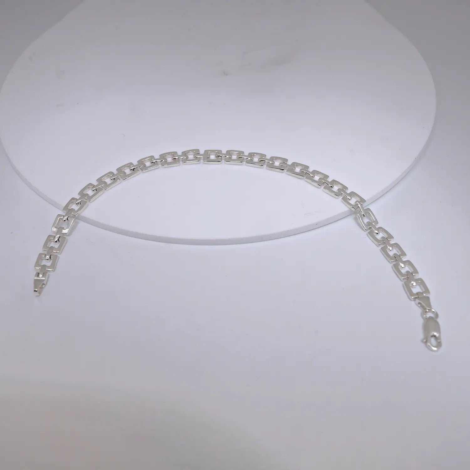 Elegant Geometric Link Pure Silver Bracelet - Made With Pure 925 Silver