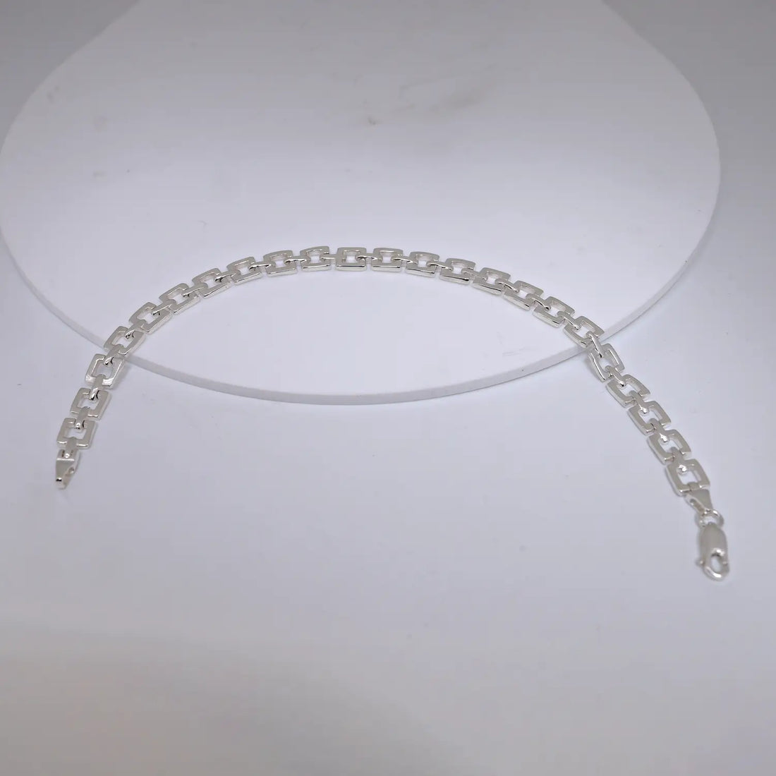 Elegant Geometric Link Pure Silver Bracelet - Made With Pure 925 Silver