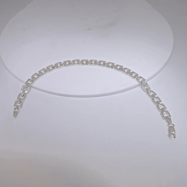Elegant Geometric Link Pure Silver Bracelet - Made With Pure 925 Silver