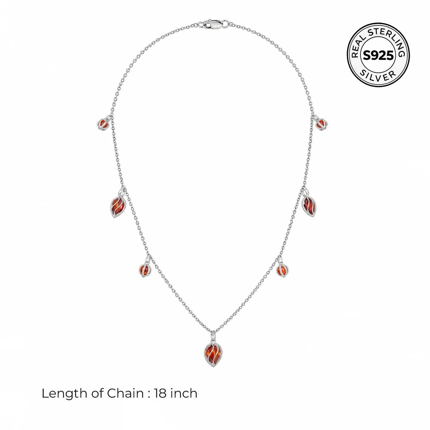 Red Garnet-Inspired Charm Chain - Made With Pure 925 Silver