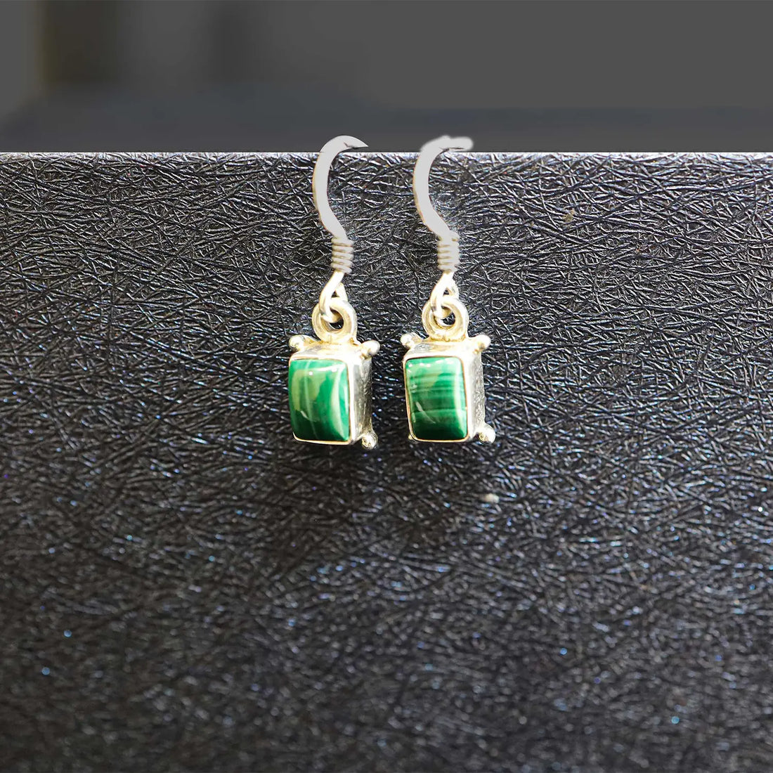 Pure Silver Earrings with Green  Stone- Made With Pure 925 Silver