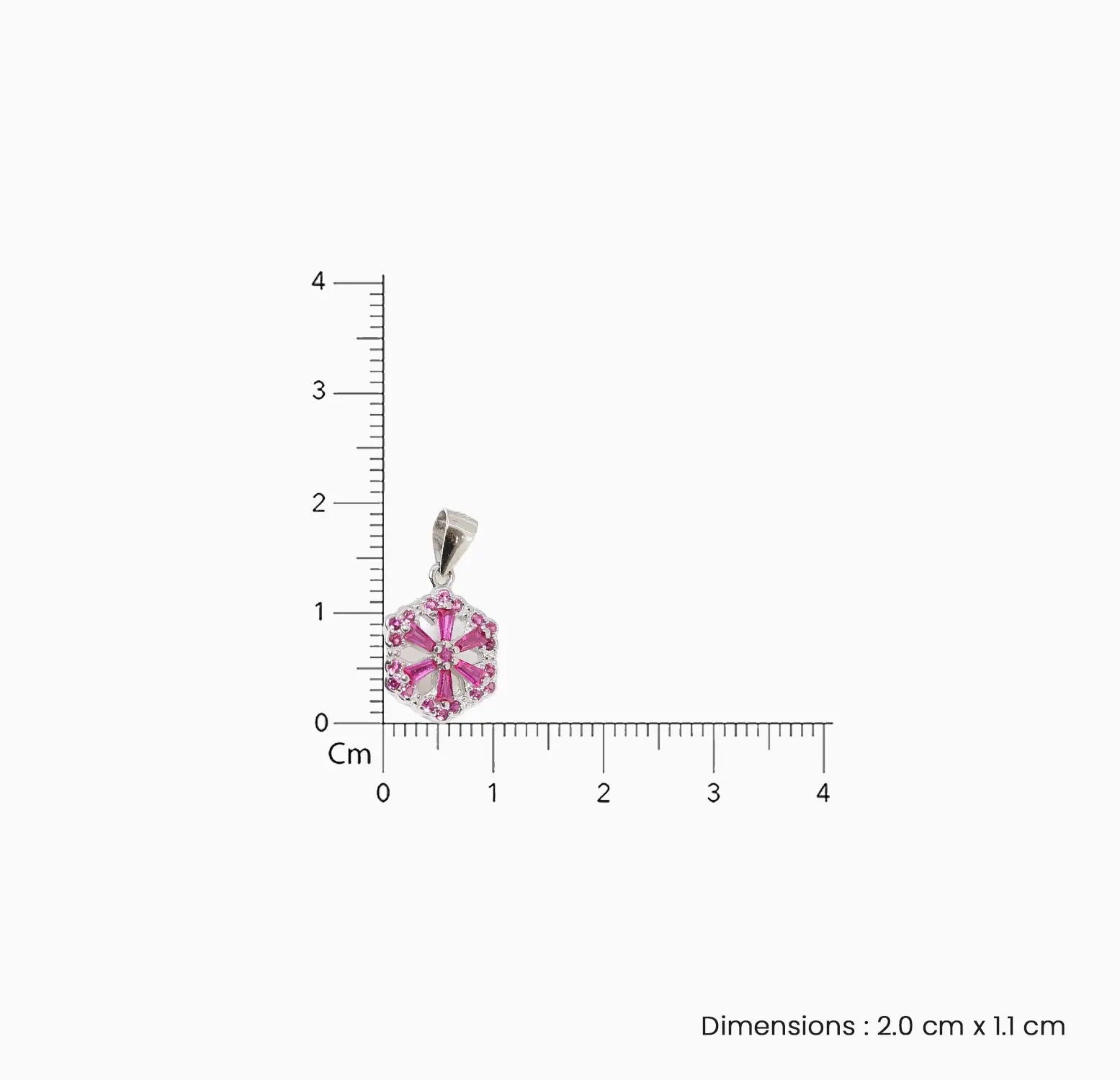 Floral Hexagon Silver Pendant with Green & Pink Stones Made With Pure 925 Silver