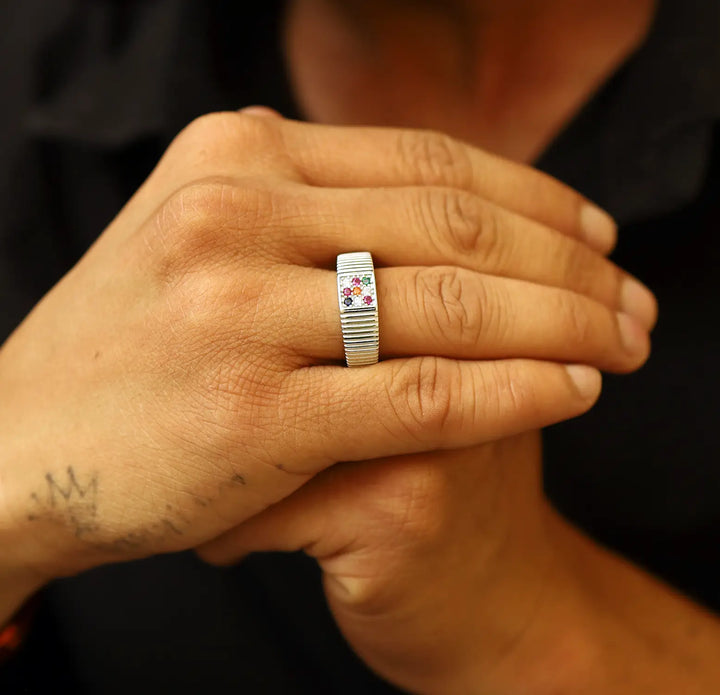 Nine-Gem Blessing Pure Silver Ring - Made With Pure 925 Silver