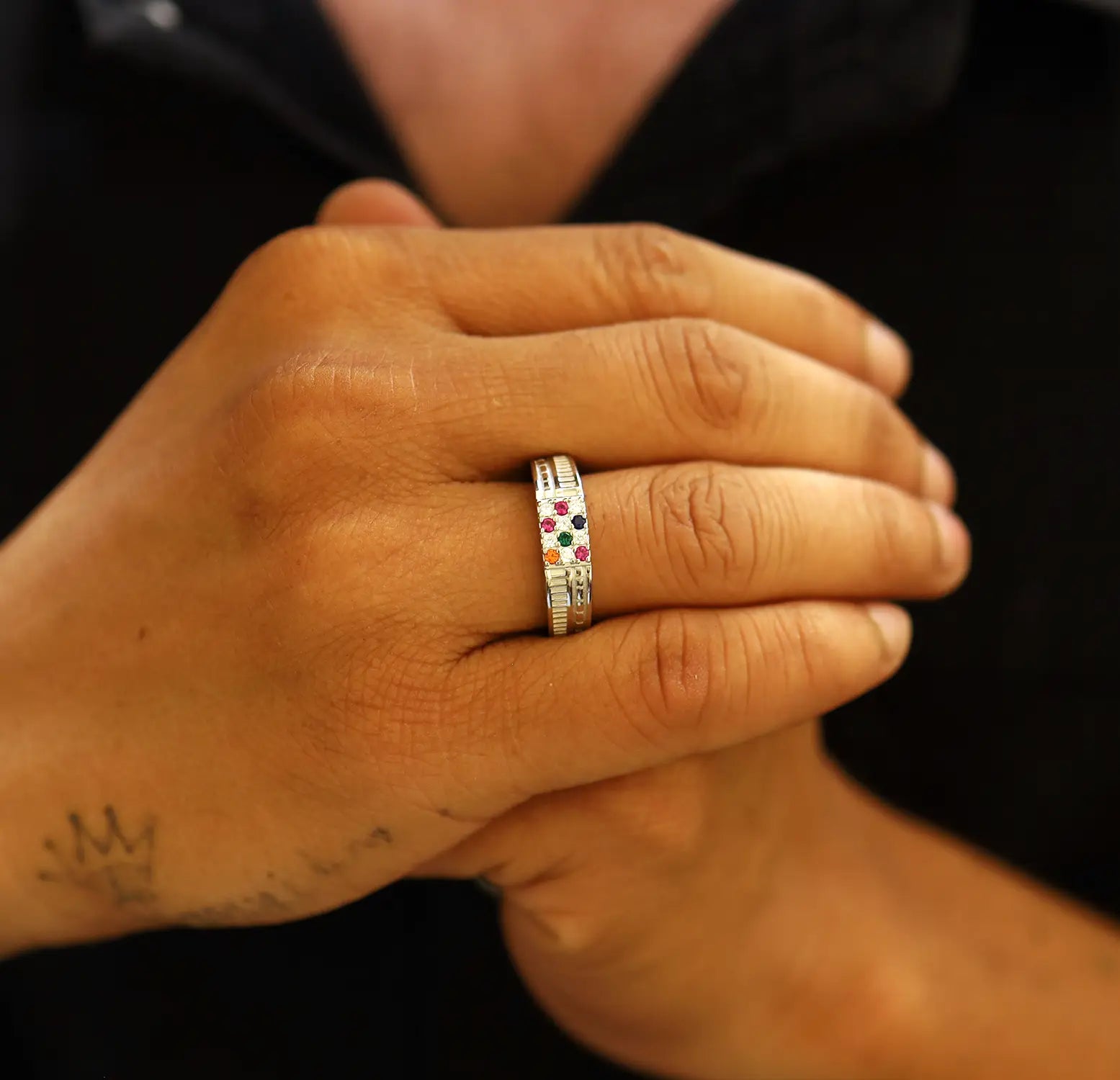 Classic Navratna Silver Ring - Made With Pure 925 Silver