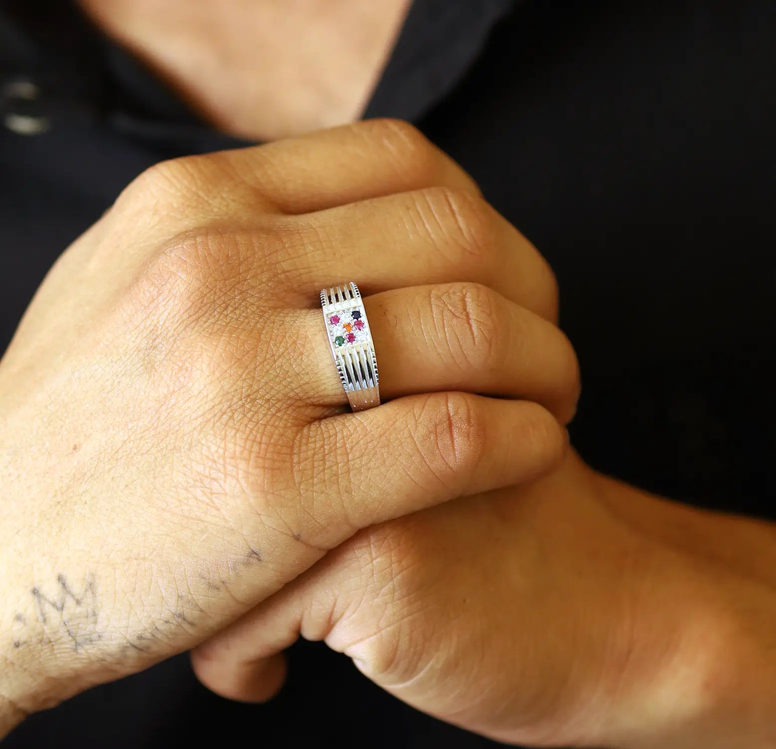 Navratna Pure Silver Ring - Made With Pure 925 Silver