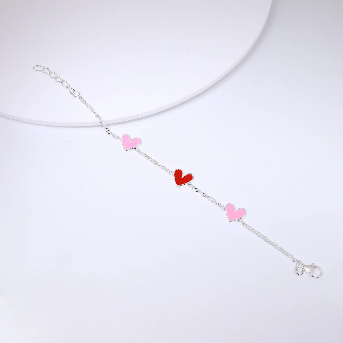 Triple Heart Charm Pure Silver Bracelet- Made With Pure 925 Silver