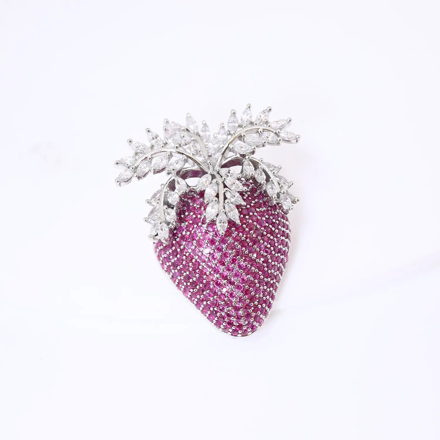 Emerald Leaf Crystal Silver Brooch - Made With Pure 925 Silver
