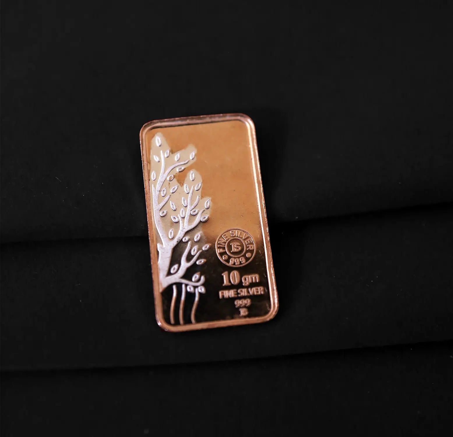 Tree of Life Pure Silver Bar with Gold-Plated Finish - Made With Pure 999 Silver