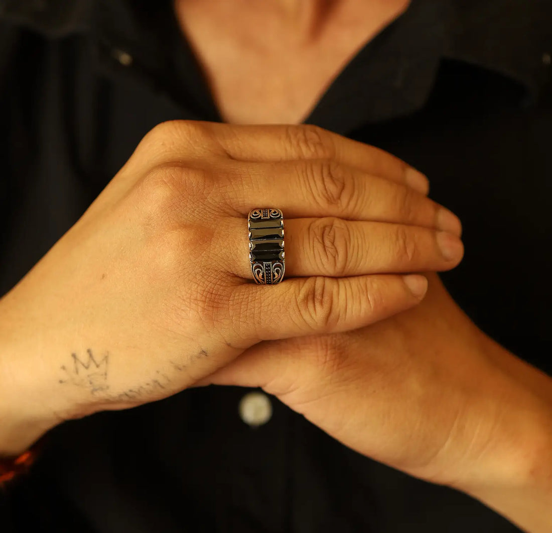 Vintage Black Onyx Silver Ring - Made With Pure 925 Silver
