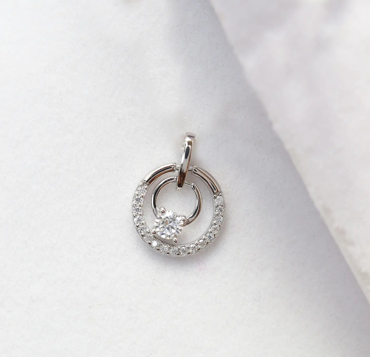 Rose Gold Ruby Circle Silver Pendant - Made With 925 Pure Silver