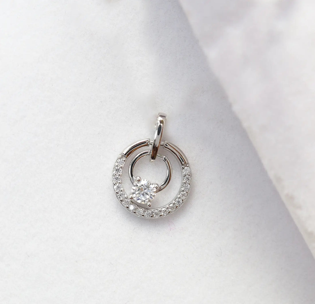 Rose Gold Ruby Circle Silver Pendant - Made With 925 Pure Silver
