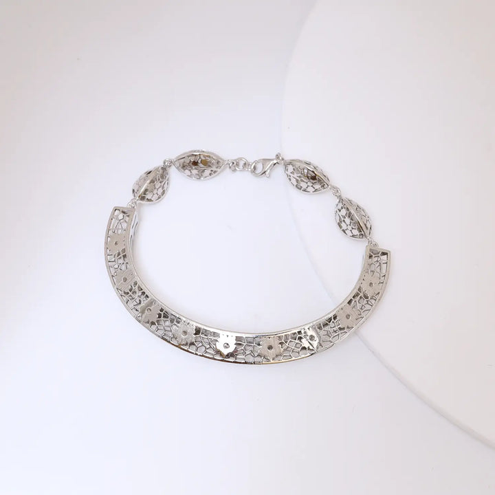 Royal Gold Finish Cutwork Pure Silver Bracelet- Made With Pure 925 Silver