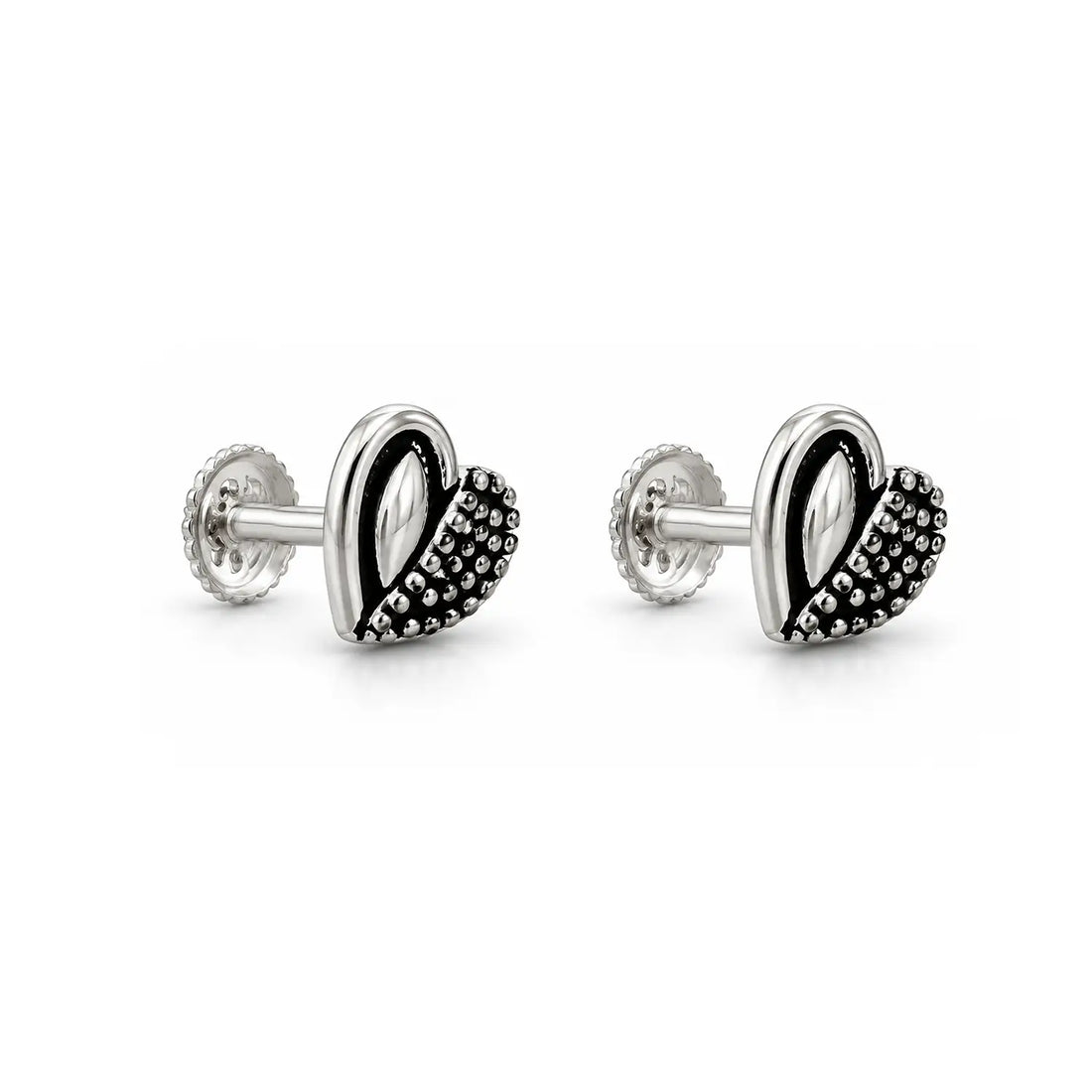 Midnight Heart Oxidised Silver Stud Earrings - Made With Pure 925 Silver