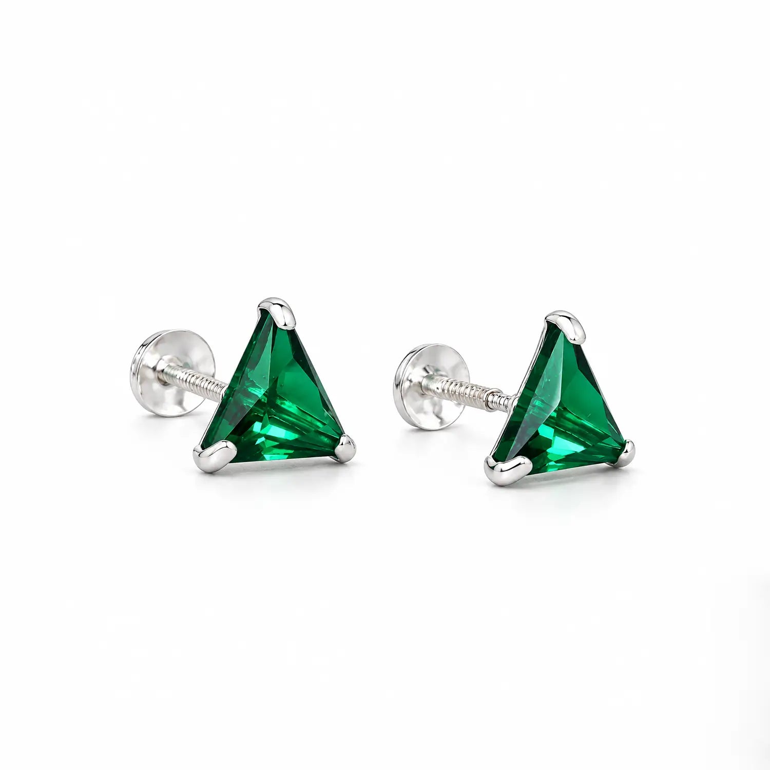 Royal Blue Triangle Gemstone Silver Stud Earrings - Made With Pure 925 Silver
