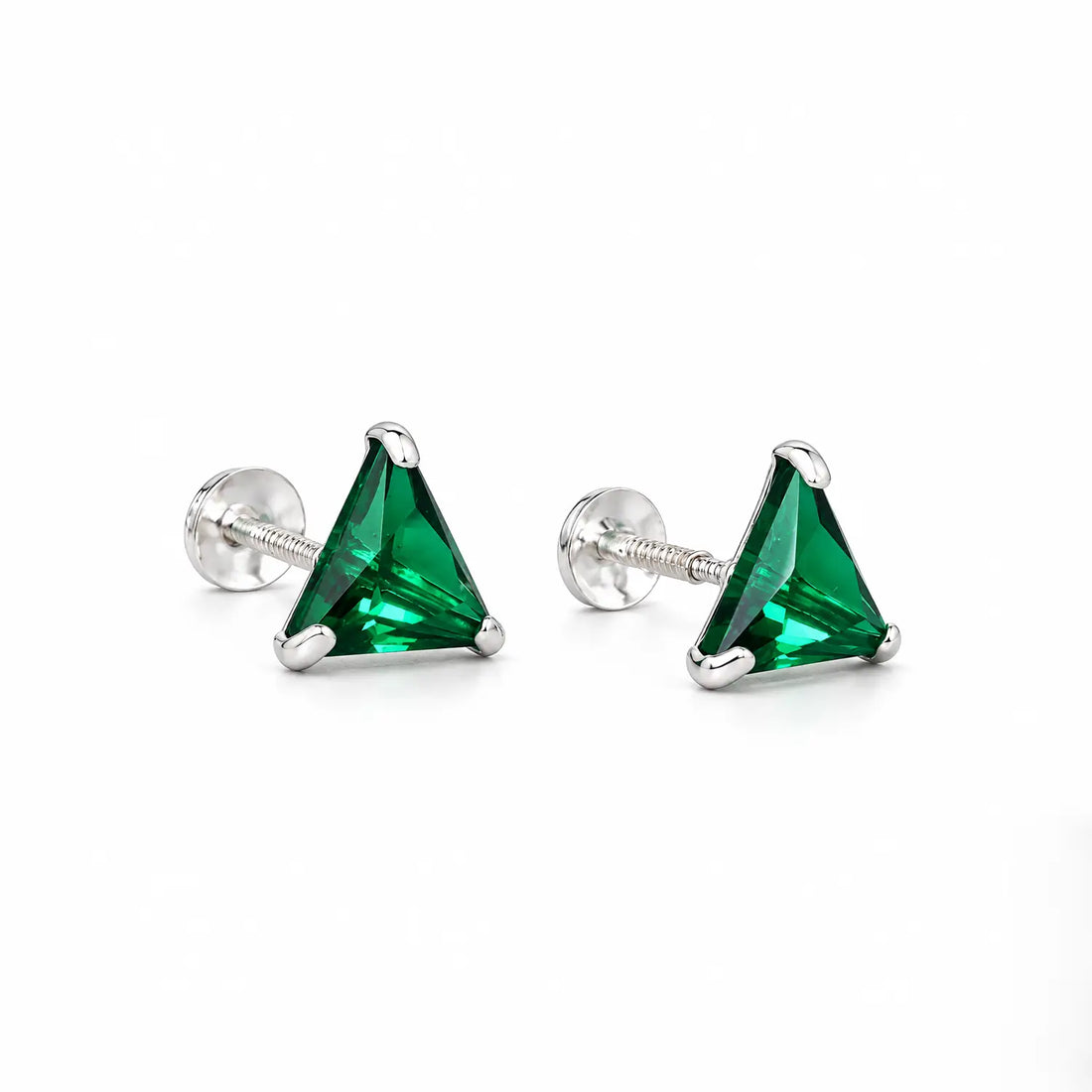Royal Blue Triangle Gemstone Silver Stud Earrings - Made With Pure 925 Silver