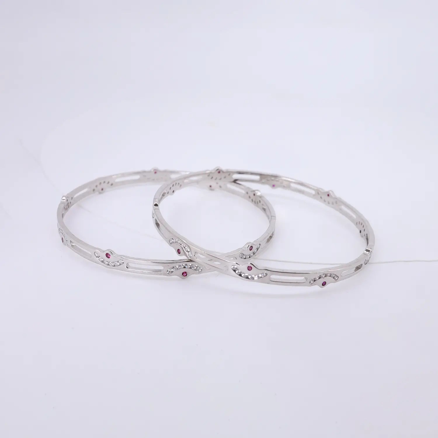 Elegant Ruby Wave Silver Bangle - Made With Pure 925 Silver