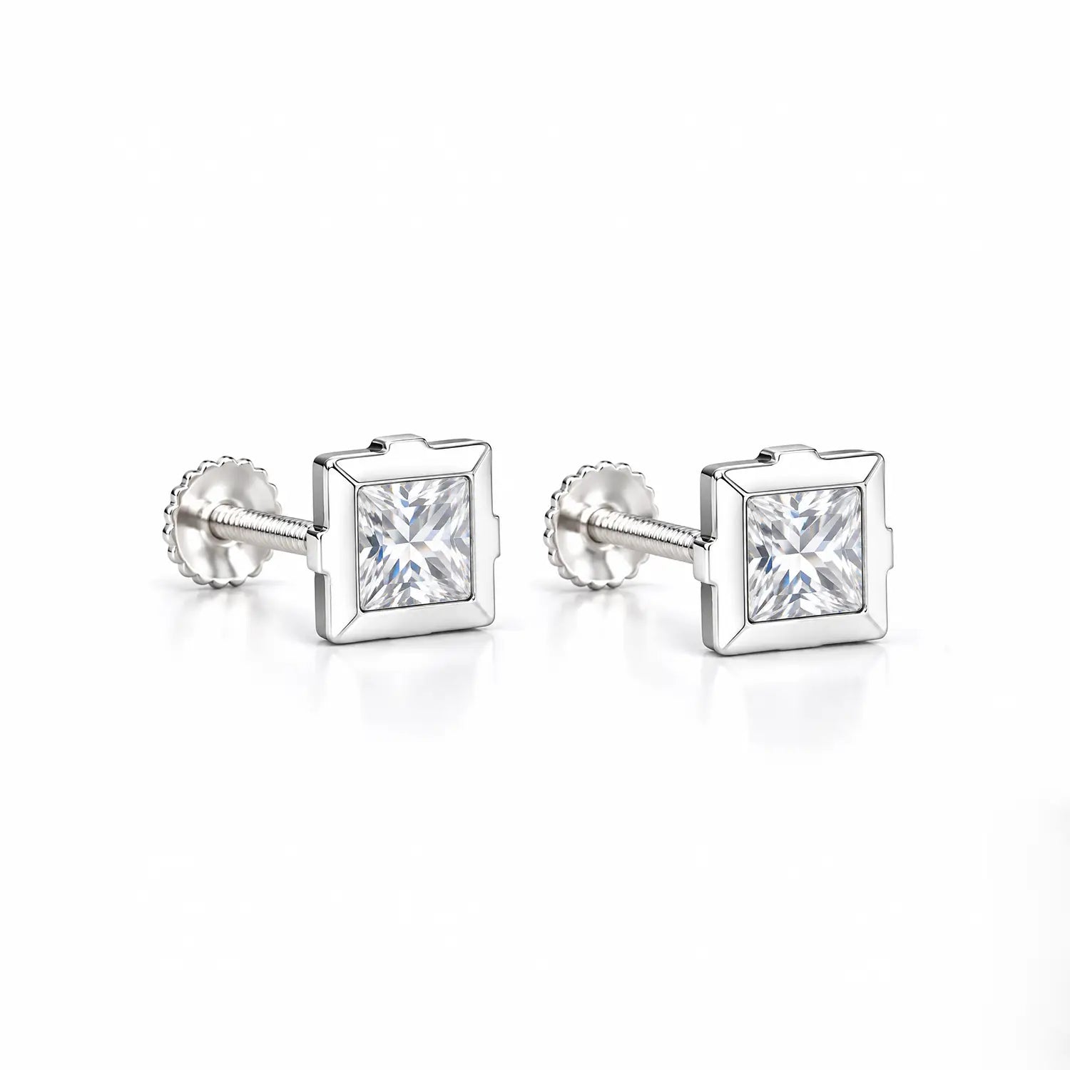 Black Stone Square Silver Stud Earrings - Made With Pure 925 Silver