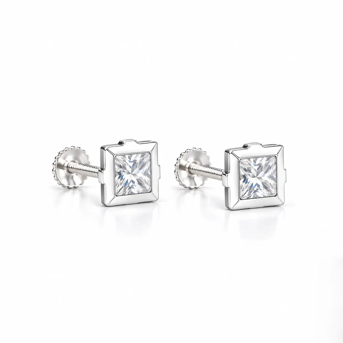Black Stone Square Silver Stud Earrings - Made With Pure 925 Silver