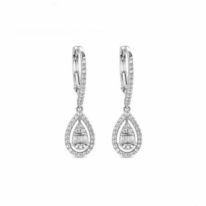 Elegant Halo Teardrop Drop Earrings - Made With Pure 925 Silver