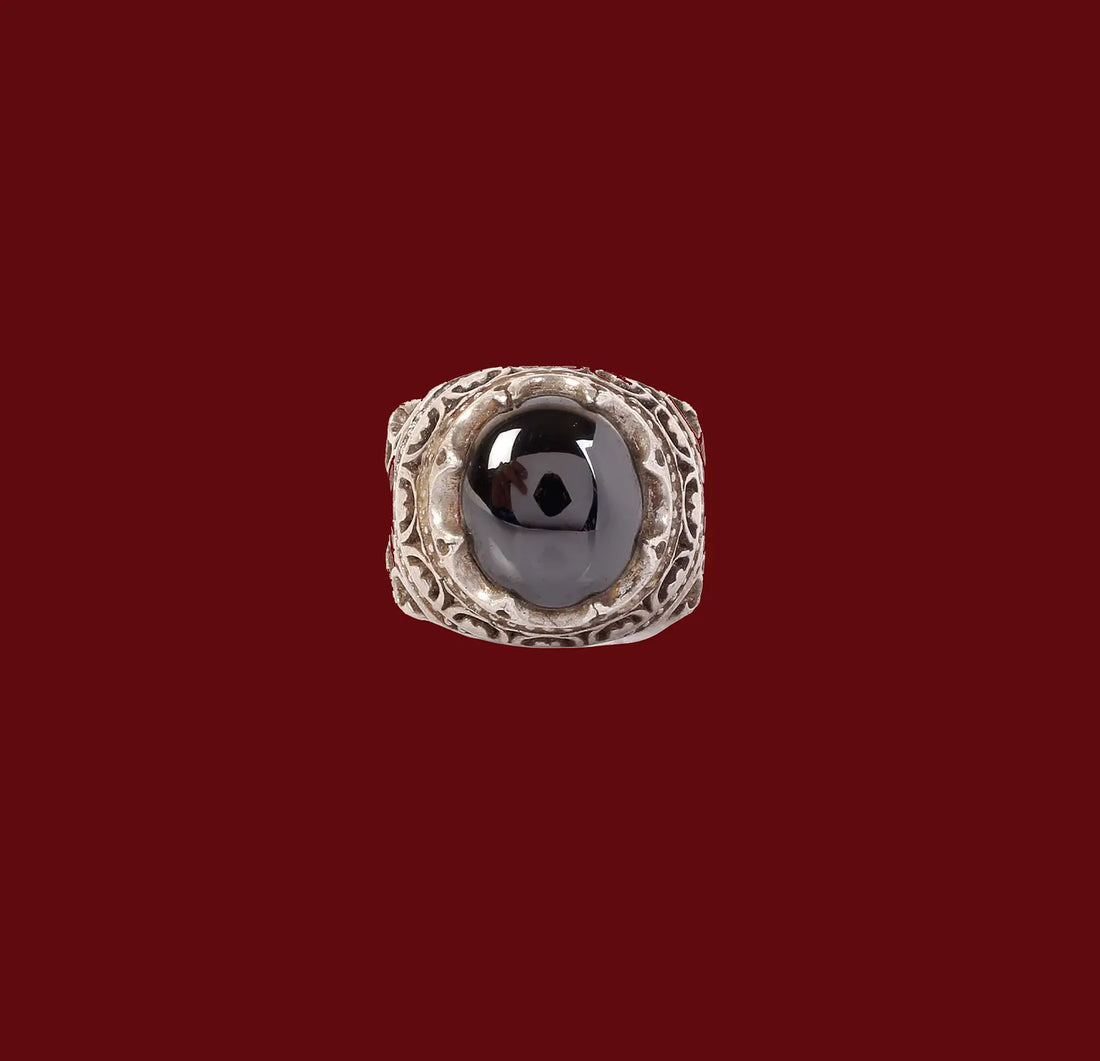 Silver Filigree Ring with Black Stone - Made With Pure 925 Silver