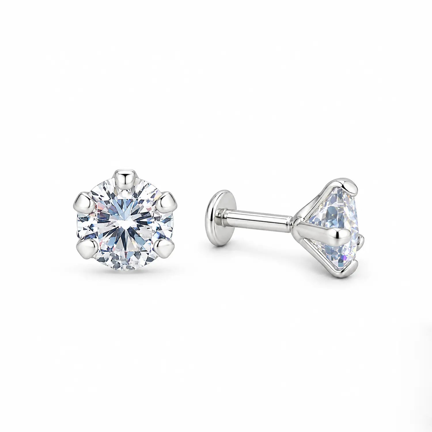 Classic Round Solitaire 925 Silver Stud Earrings for Men - Made With Pure 925 Silver