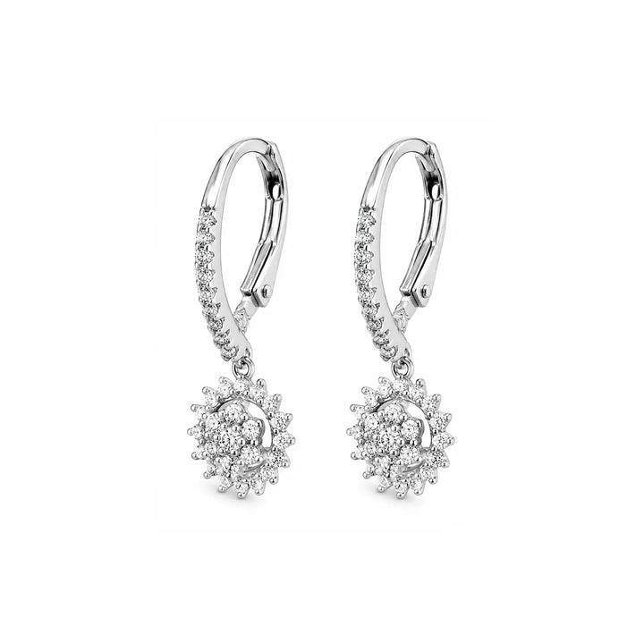Sparkling Halo Hoop Earrings - Made With Pure 925 Silver