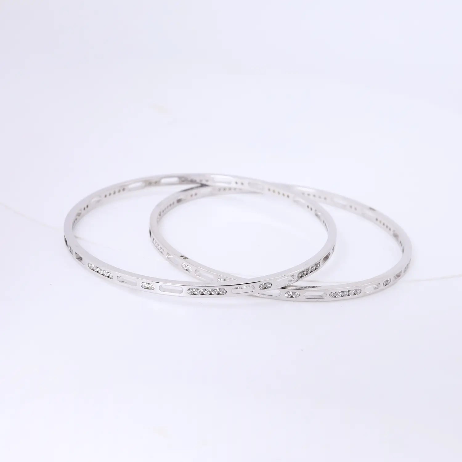 Minimal Sparkle Silver Bangles - Made With Pure 925 Silver
