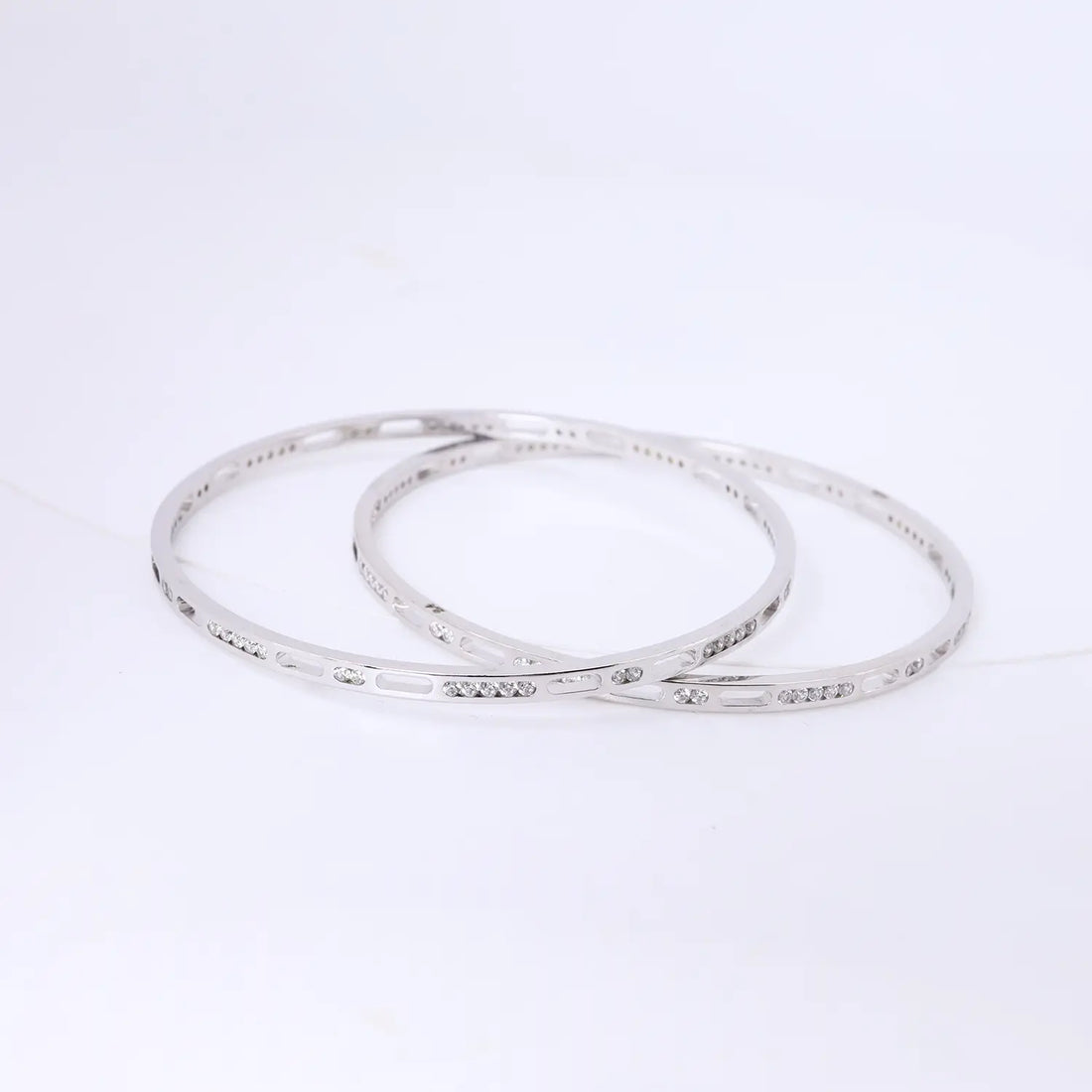 Minimal Sparkle Silver Bangles - Made With Pure 925 Silver