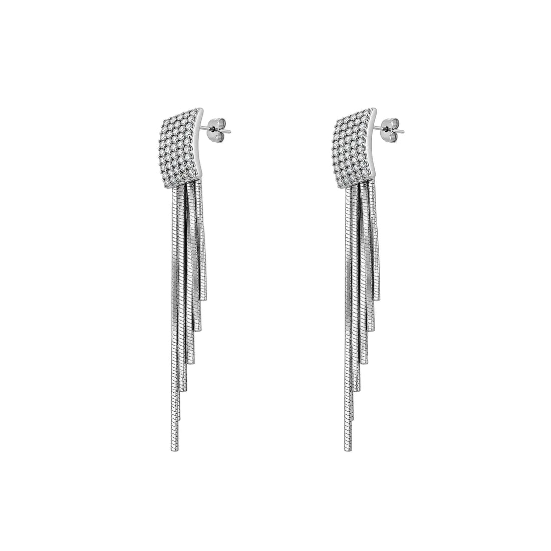 Elegant Crystal Fringe Silver Earrings - Made With Pure 925 Silver