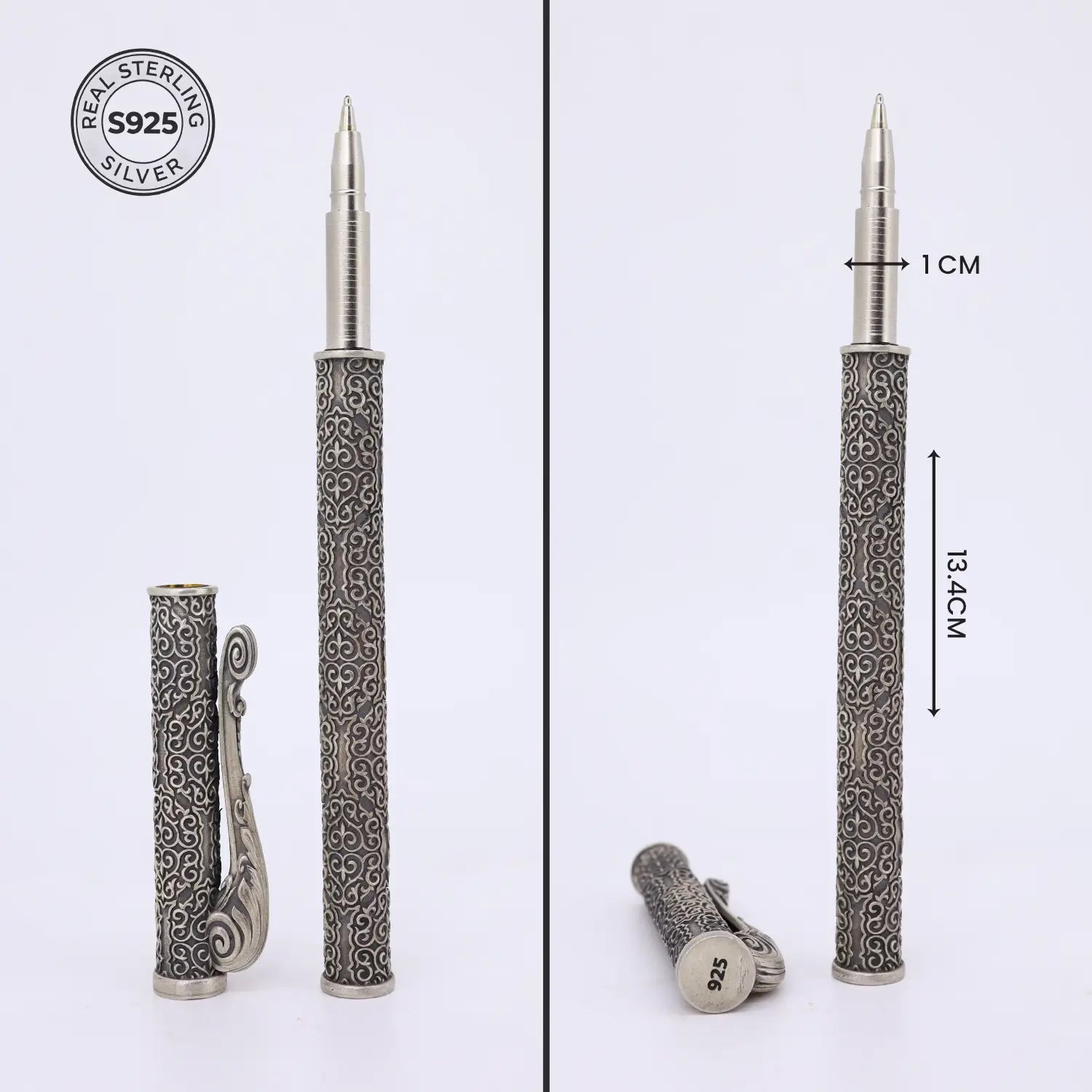 Antique Engraved Silver Pen - Made With Pure 925 Silver