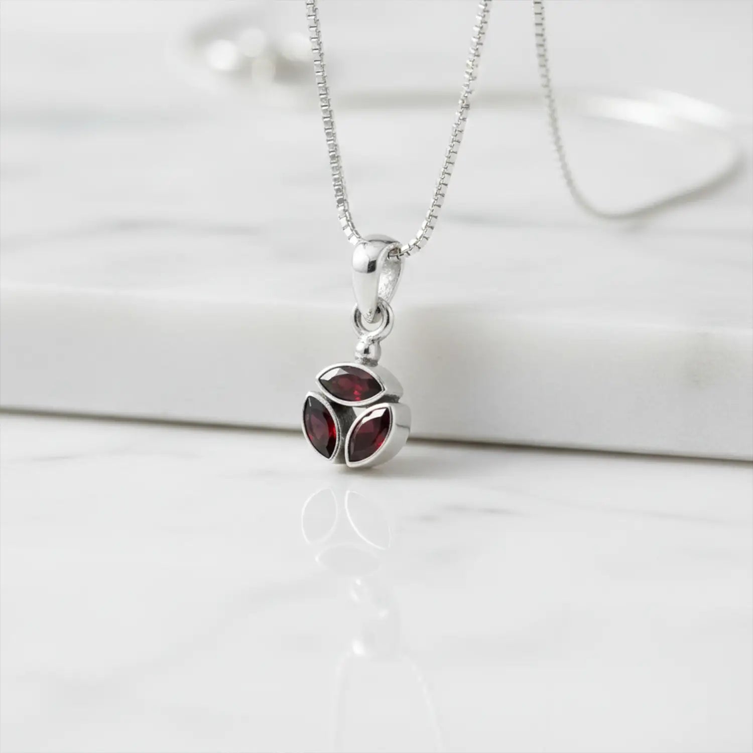 Pure Silver Garnet Pendant- Made With Pure 925 Silver