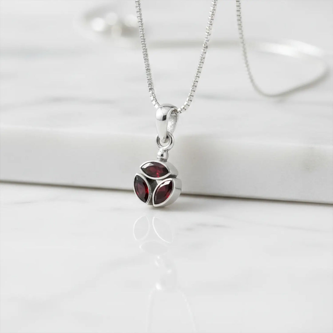 Pure Silver Garnet Pendant- Made With Pure 925 Silver