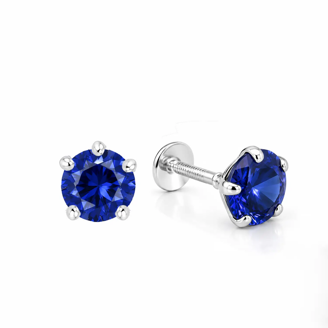 Royal Blue Solitaire Sterling Silver Stud Earrings - Made With Pure 925 Silver