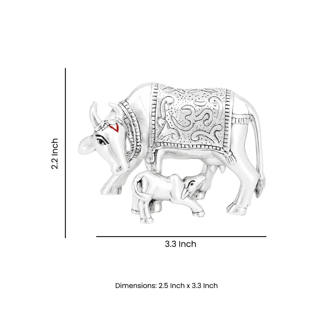 Kamdhenu Cow with Calf Idol - Made With Pure 925 Silver