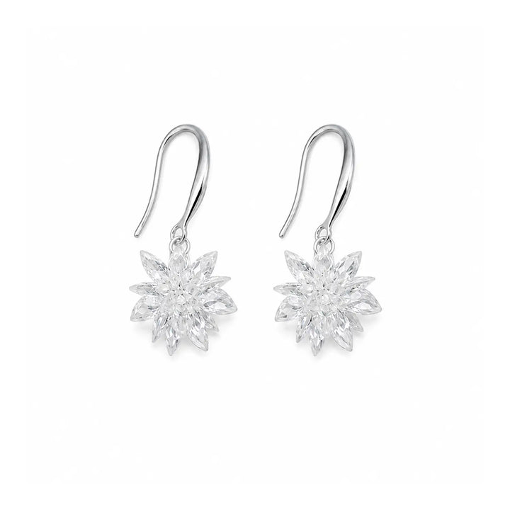 Crystal Snowflake Hook Earrings - Made With Pure 925 Silver