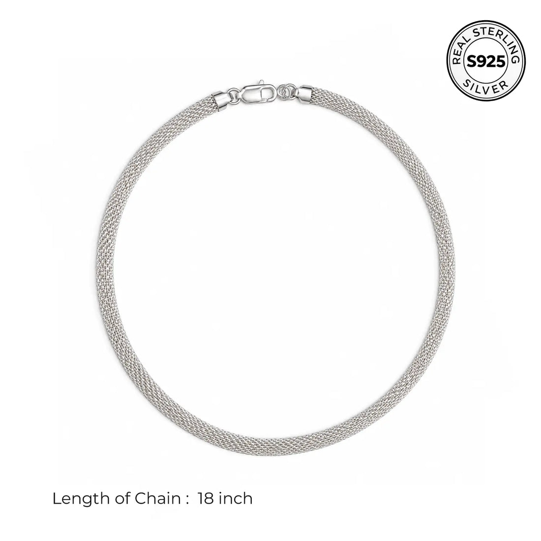 Royal Mesh Link Silver Chain for Women - Made With Pure 925 Silver