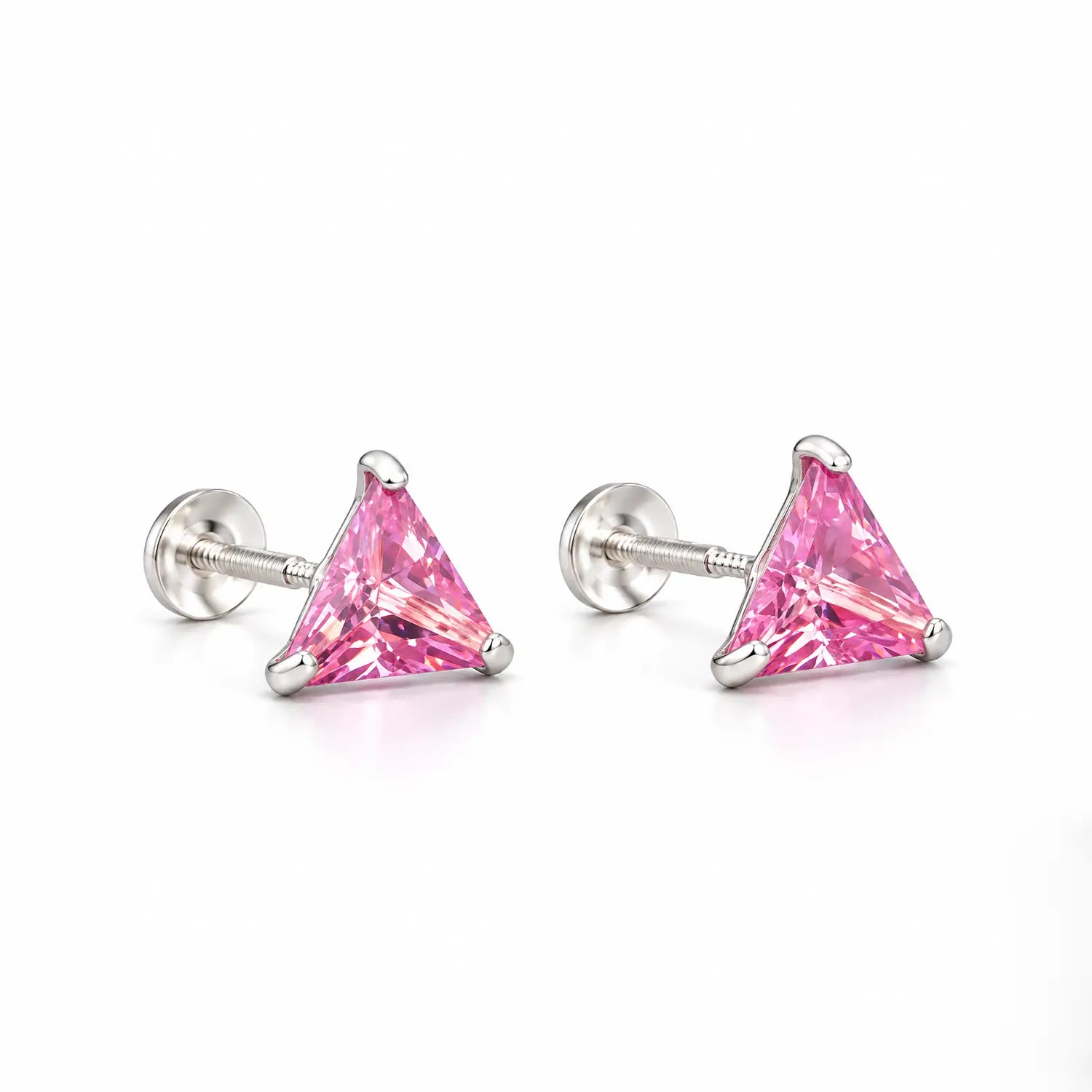 Royal Blue Triangle Gemstone Silver Stud Earrings - Made With Pure 925 Silver