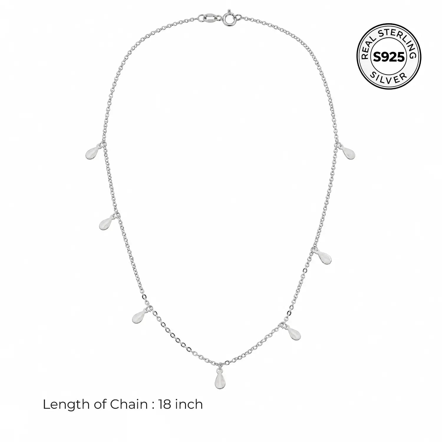 Elegant Teardrop Charm Silver Chain - Made With Pure 925 Silver