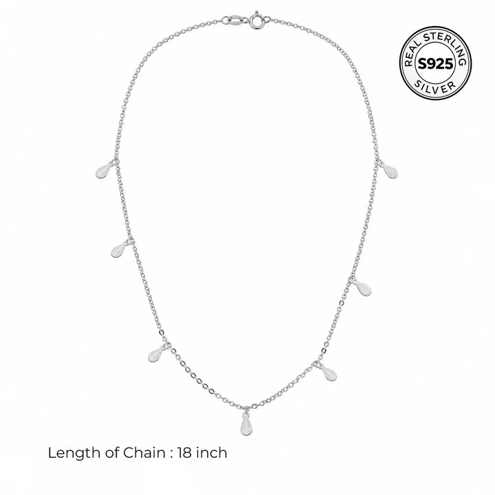 Elegant Teardrop Charm Silver Chain - Made With Pure 925 Silver