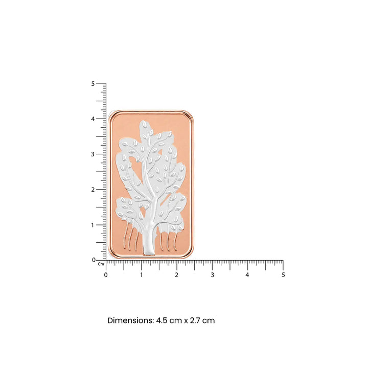 Tree of Life Pure Silver Bar with Gold-Plated Finish - Made With Pure 925 Silver