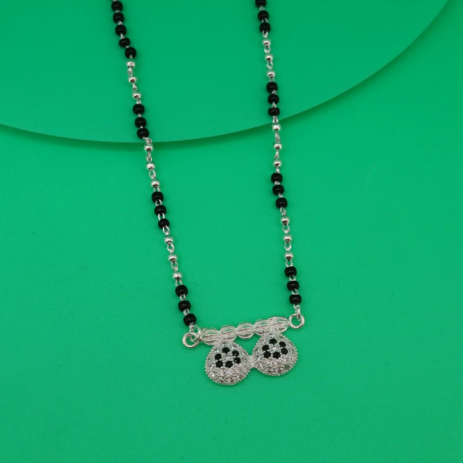 Elegant Twin Drop Silver Mangalsutra - Made With Pure 925 Silver