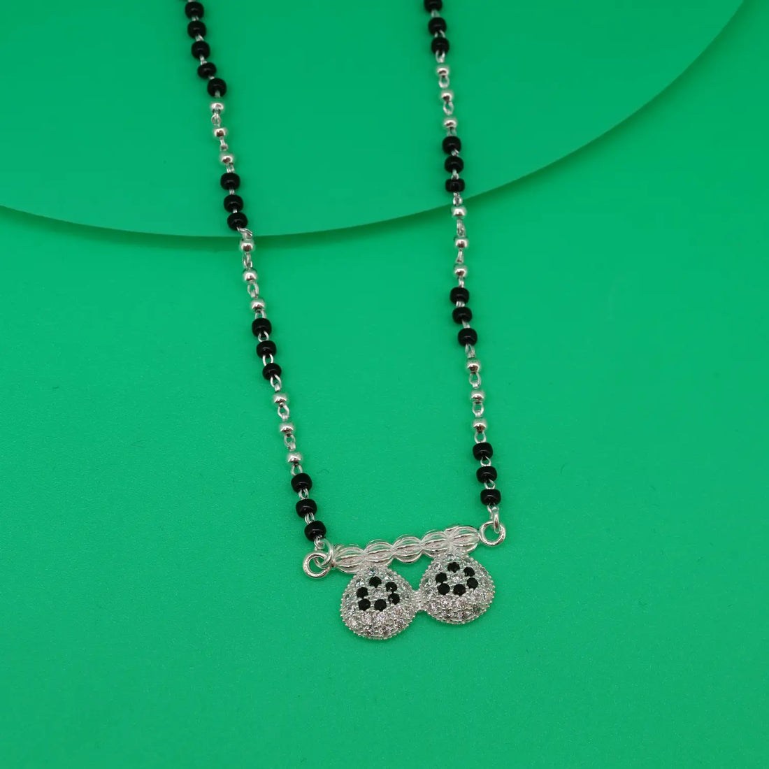 Elegant Twin Drop Silver Mangalsutra - Made With Pure 925 Silver