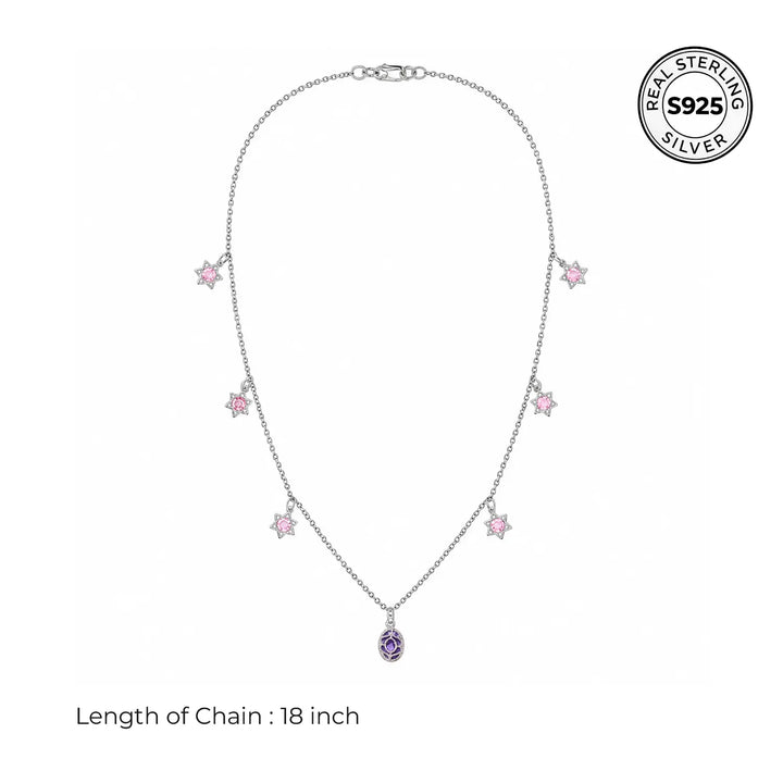 Elegant Pink Star Charm Silver Chain - Made With Pure 925 Silver